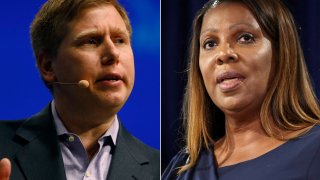 Barry Silbert: founder and chief executive officer of Digital Currency Group Inc. (L), and New York Attorney General Letitia James (R).