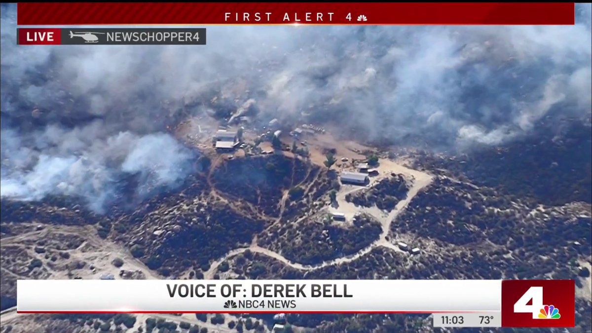 Aerial view of Highland Fire NBC Los Angeles