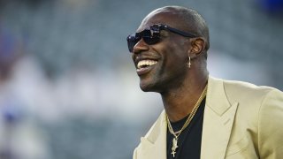 Former NFL player Terrell Owens looks on from the sideline prior to at Paycor Stadium on September 25, 2023 in Cincinnati, Ohio.