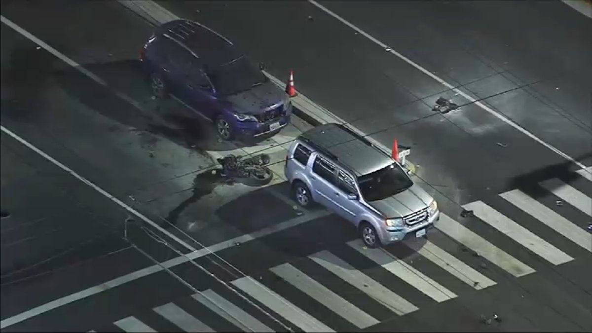 Airborne Motorcyclist Kills Pedestrian In 6 Car Crash In Azusa Nbc