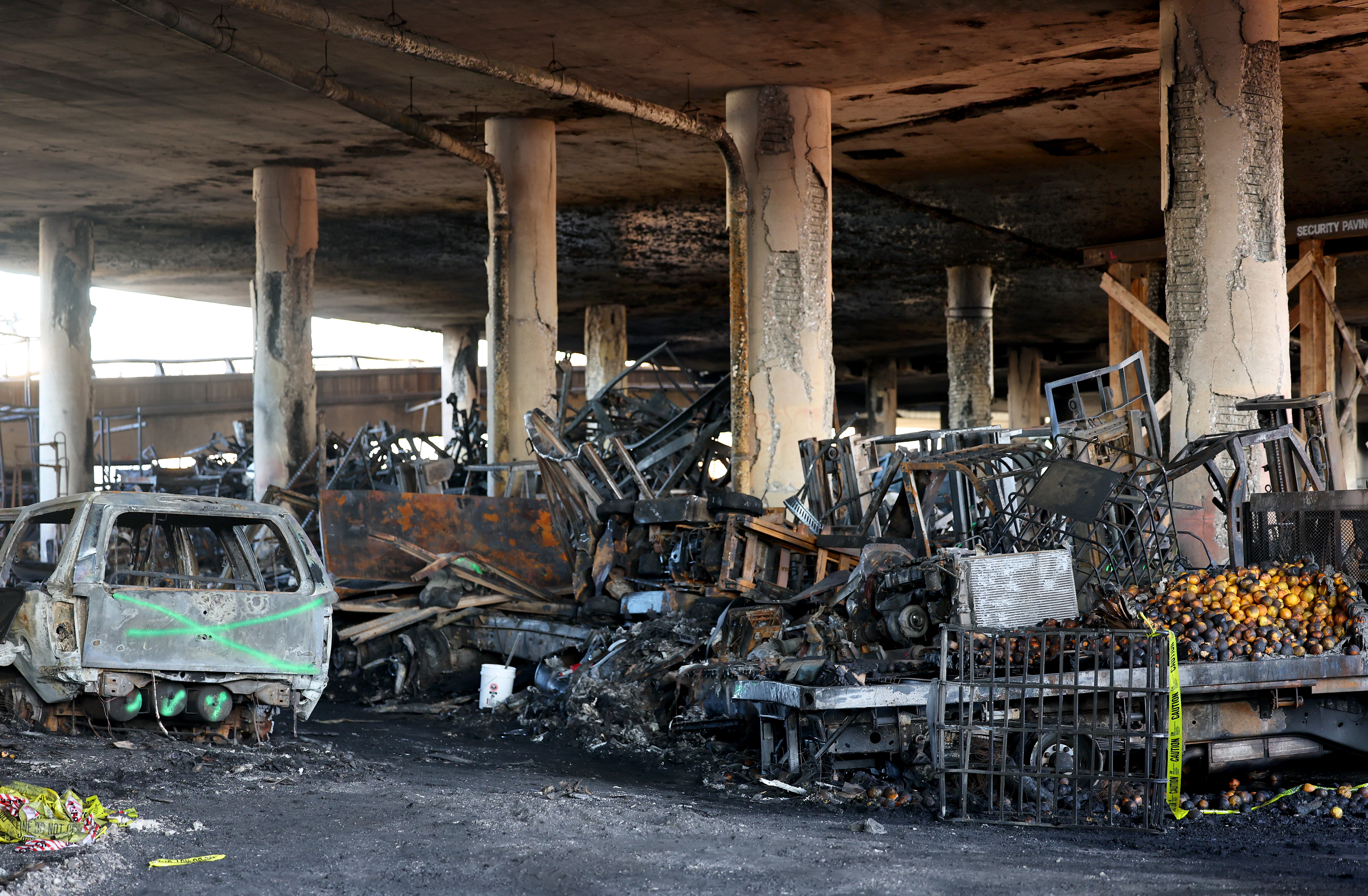 A view of the aftermath of the 10 Freeway fire in downtown Los Angeles.