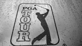 A PGA TOUR logo is seen after play was suspended due to severe storms during the third round of THE PLAYERS Championship held at THE PLAYERS Stadium course at TPC Sawgrass on May 14, 2011 in Ponte Vedra Beach, Florida.