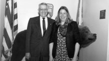 Laverne Smith, right, poses with U.S. Fish and Wildlife Service Director Frank Dunkle in an undated photograph at the agency's office in Washington D.C. (U.S. Fish and Wildlife Service via AP)