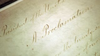 FILE - The original Emancipation Proclamation is shown