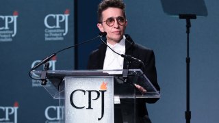 Masha Gessen speaks onstage at the 2022 CPJ International Press Freedom Awards at Glasshouses on November 17, 2022 in New York City.