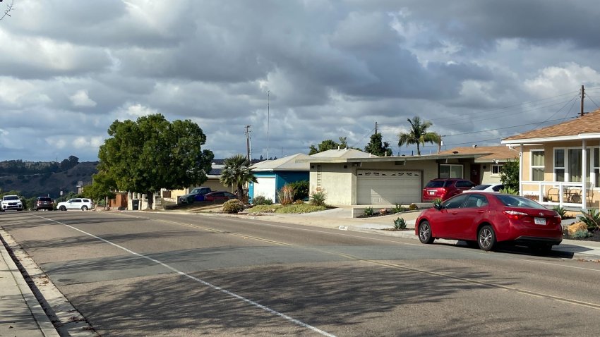 A body was found stuffed in a freezer chest in a home on the 4900 block of Zion Avenue in the Allied Gardens neighborhood of San Diego on Dec. 22, 2023. (NBC 7)