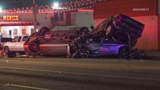 The scene of a crash Tuesday Dec. 26, 2023 in East LA.