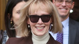 E. Jean Carroll reacts as she exits the Manhattan Federal Court following the verdict in the civil rape accusation case against former U.S. President Donald Trump, in New York City, May 9, 2023.