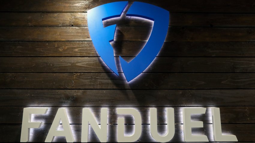 A sign hangs on the wall in the reception area at FanDuel Inc.’s offices in Edinburgh, U.K., Feb. 7, 2017.