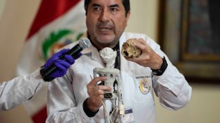Forensic archaeologist Flavio Estrada from Peru's prosecutor's office