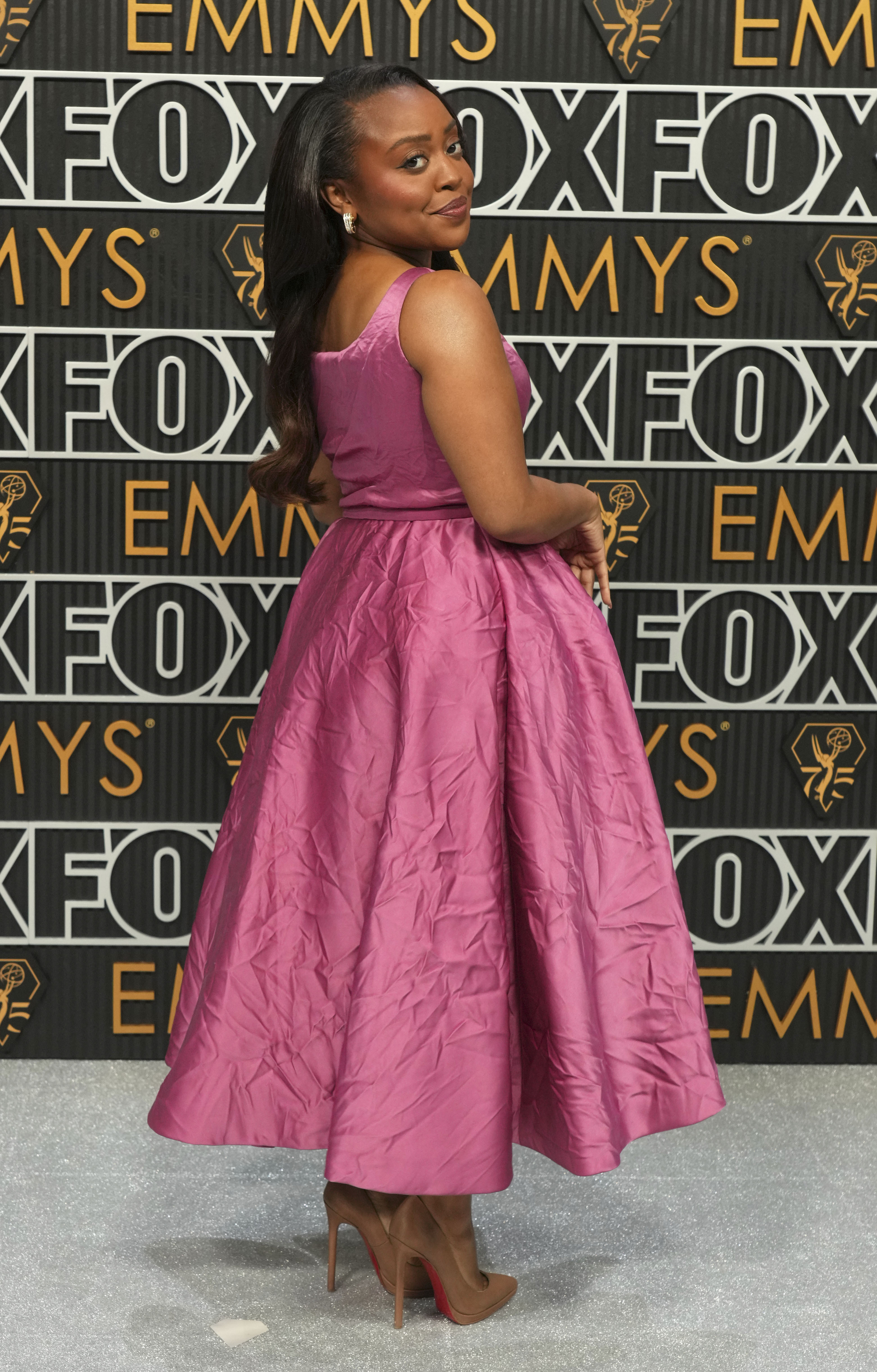 Quinta Brunson poses for a Red Carpet portrait at the 75th Emmy Awards on Monday, Jan. 15, 2024 at the Peacock Theater in Los Angeles. (Photo by Jordan Strauss/Invision for the Television Academy/AP Images)