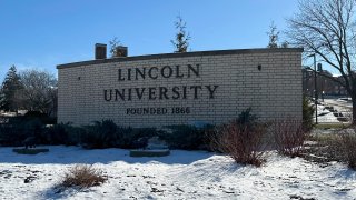 A sign marks an entrance to Lincoln University