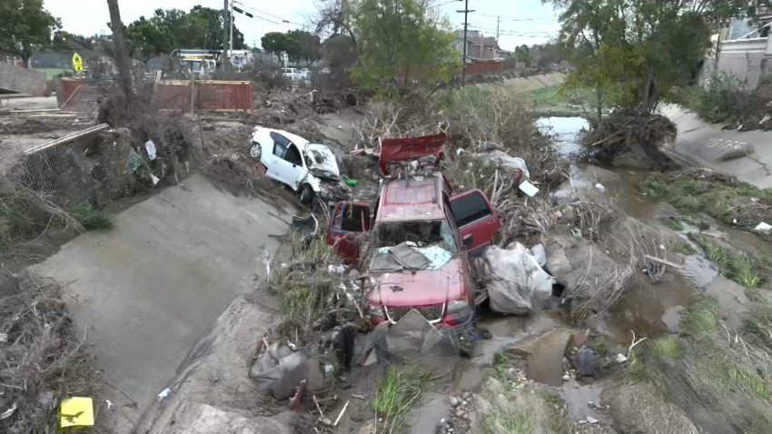 A flood channel in Shelltown after the storm