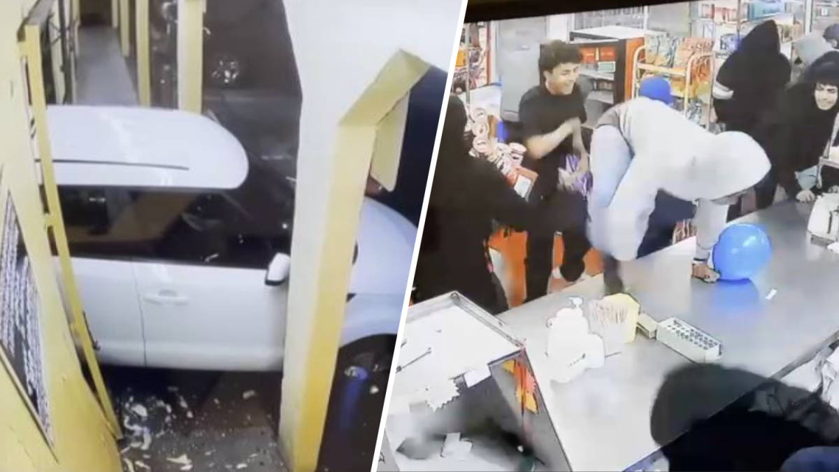 Dozens of burglars swarm Compton bakery after ramming Kia Soul into entrance