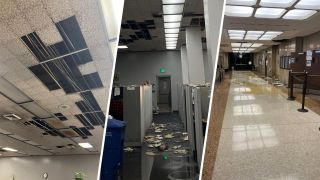 Photos show damage from flooding Tuesday Jan. 2, 2024 at the Compton courthouse.