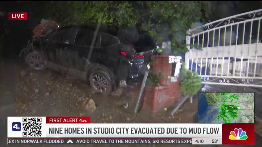 Homes evacuated due to debris flow in Studio City