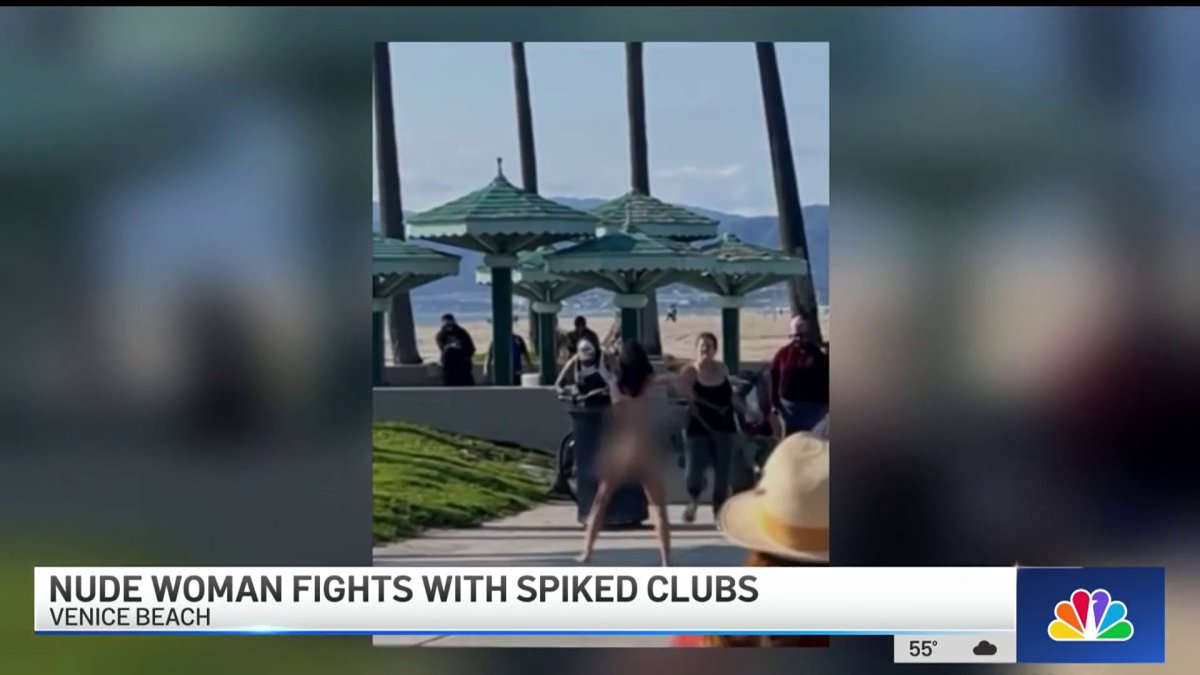 Nude woman swings spiked club in fight at Venice Beach – NBC Los Angeles