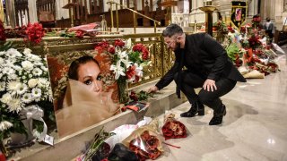 People attend the funeral of transgender community activist Cecilia Gentili at St. Patrick's Cathedral on February 15, 2024 in New York City. Gentili's funeral was the first time that St. Patrick's Cathedral held a funeral mass for a transgender person. Later the Roman Catholic Archdiocese of New York denounced the hosting of the funeral, saying it was unaware of the identity of the deceased when it agreed to host the service.(Photo by Stephanie Keith/Getty Images)