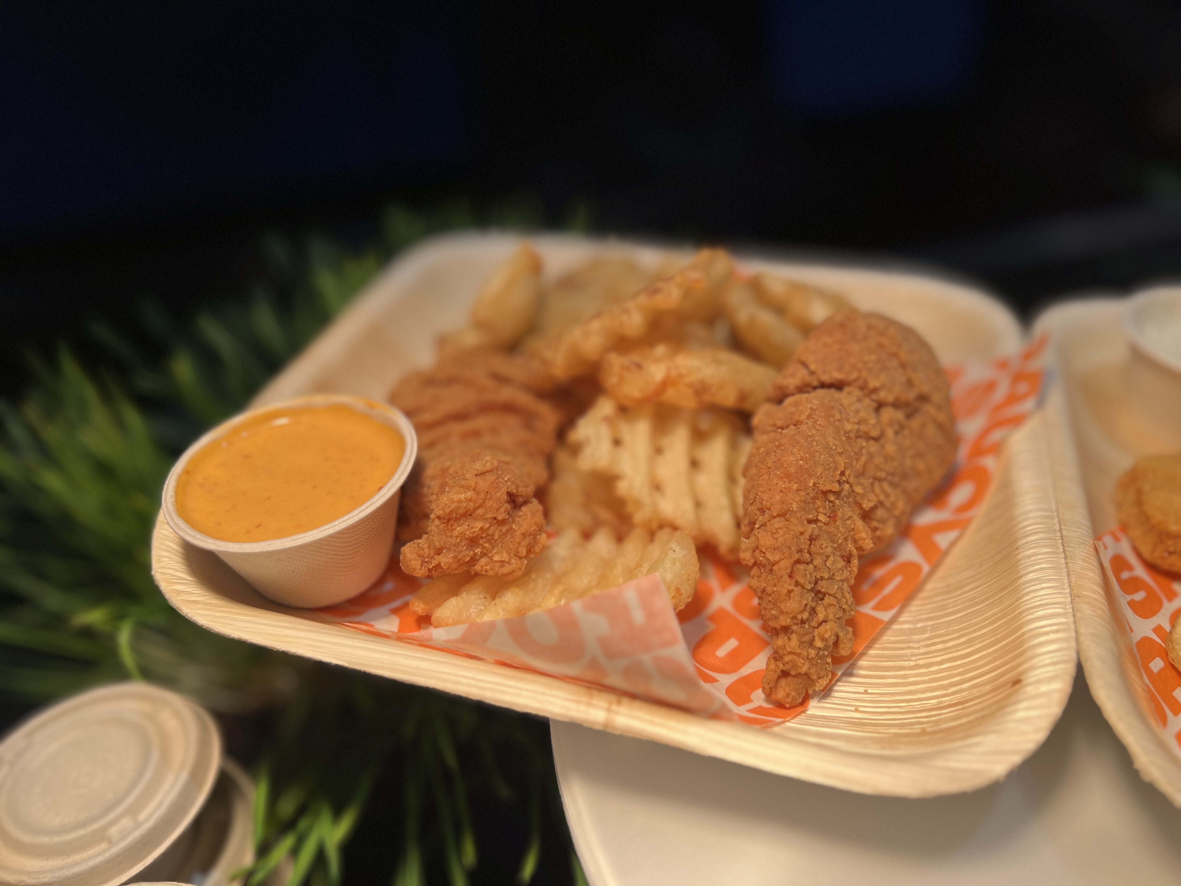 Chicken tenders and waffle fries with either ranch or garlic aioli dipping sauce. Available at concessions stands throughout Allegiant Stadium for Super Bowl 58.