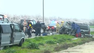 The scene of a deadly crash Friday Feb. 23, 2024 in Madera County.
