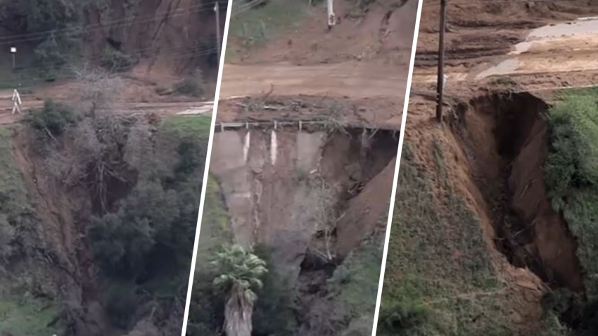 Mudslides covered stretches of Mulholland Drive Wednesday Feb. 7, 2024.