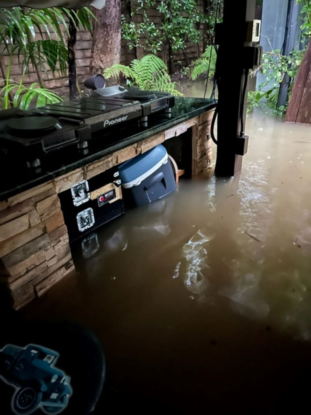 A backyard was underwater Feb. 5, 2024 in Sherman Oaks after steady rain.<br>Credit: Chris Sturm