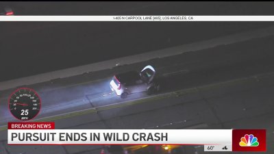 Pursuit ends in single-vehicle crash on freeway