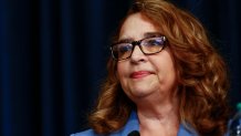 Industry, CA, Wednesday, October 2023 - Maria Ramirez at the Los Angeles District Attorney candidates forum at Pacific Palms Resort. (Robert Gauthier/Los Angeles Times via Getty Images)