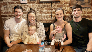 Jacob and Kerissa Sealby (left) are parents of 19-month-old Sophie, while Venessa and Jacob Sealby share 5-month-old daughter, Adrian.