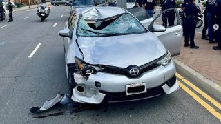 The driver of this Scion sedan struck and killed a person crossing a street Tuesday March 12, 2024 in Orange, according to police.