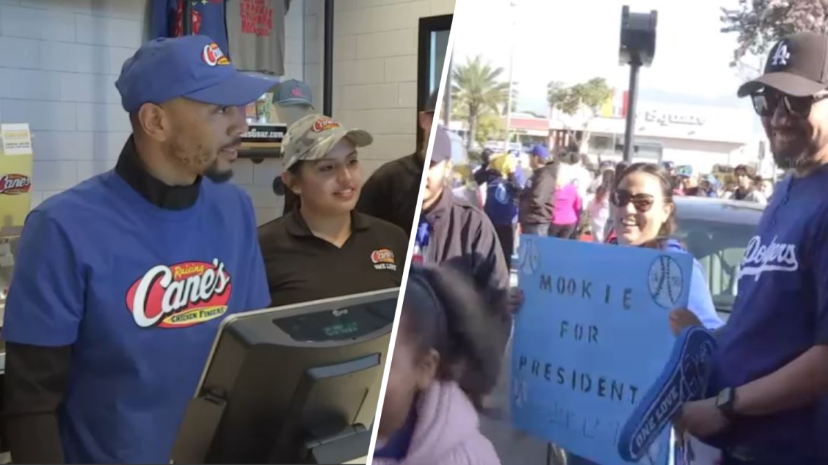 Dodgers’ Mookie Betts picks up shift at Alhambra Raising Cane’s NBC
