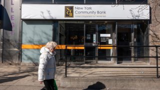 A New York Community Bank stands in Brooklyn on February 08, 2024 in New York City.