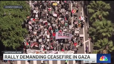 Protesters rally in downtown LA to demand ceasefire in Gaza