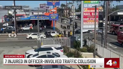 7 injured in officer-involved crash in Hollywood
