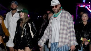Taylor Swift and Travis Kelce at Neon Carnival held during the Coachella Music and Arts Festival