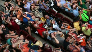 People view the total eclipse, at Southern Illinois University on Aug. 21, 2017.