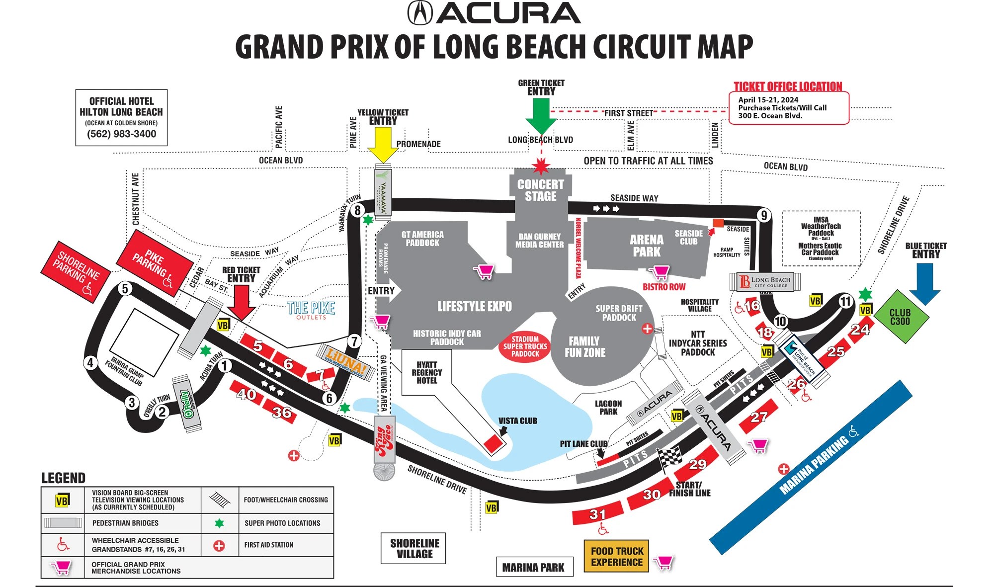 A map of the Long Beach Grand Prix circuit.