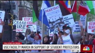 USC faculty march in support of pro-Palestinian protesters