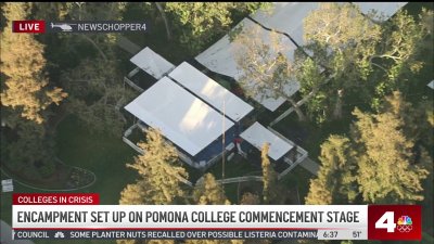 Protest encampment set up on Pomona College graduation stage
