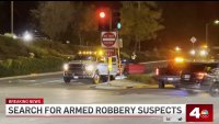 Search for armed robbery suspects who fled vehicle in Century City