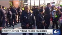 Protesters clash with police outside Pomona College graduation