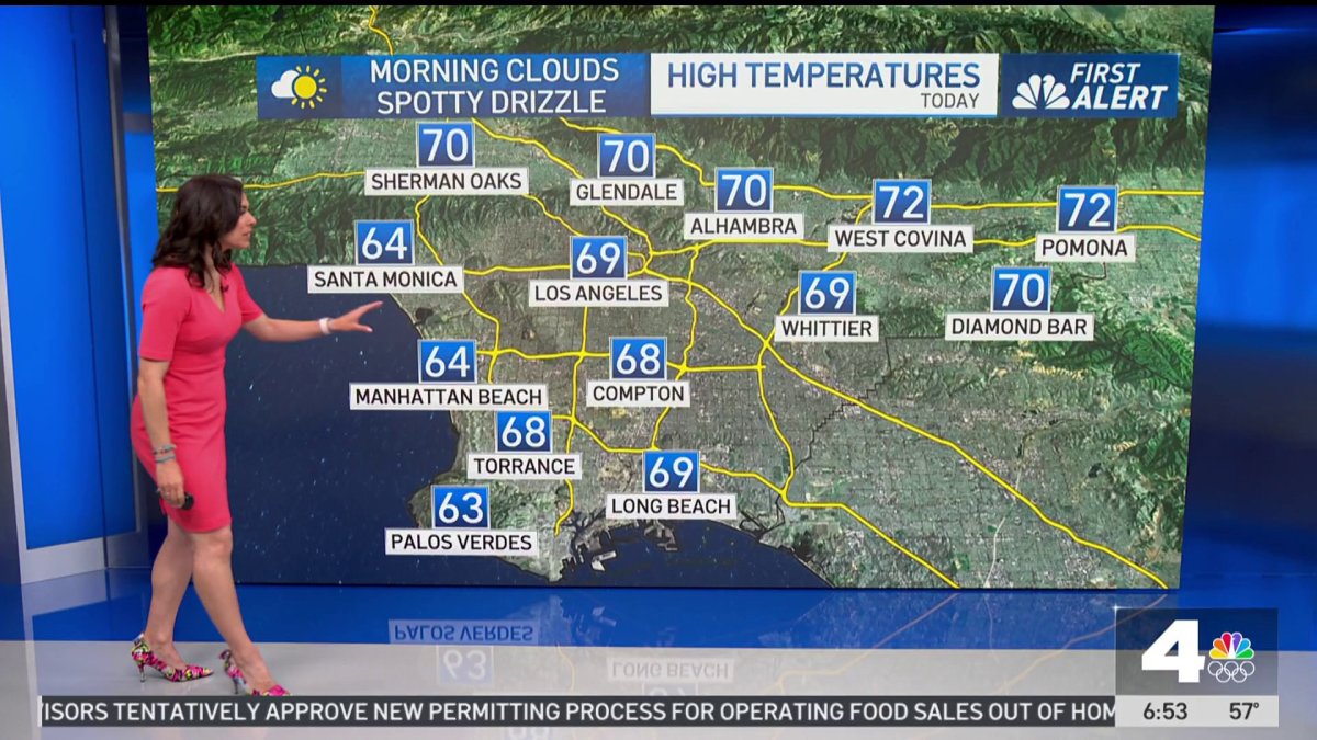 First Alert Forecast: Slowly clearing marine layer – NBC Los Angeles