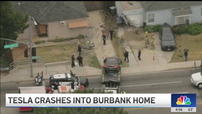 Tesla crashes into home near accident-prone intersection in Burbank