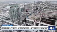 Slackliner walks across LA's infamous ‘Graffiti Towers'