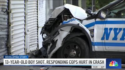 13-year-old boy shot, responding cops hurt in crash in The Bronx
