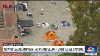 Protesters gather at new UCLA encampment