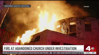Fire burns at historic church in South LA