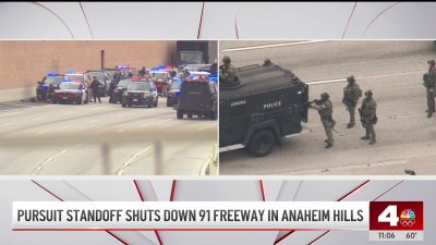 Pursuit standoff closes 91 Freeway in Anaheim Hills