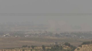 A screenshot taken from AP video showing a general view of northern Gaza as seen from Southern Israel, before it was seized by Israeli officials on Tuesday, May 21, 2024. Israeli officials seized a camera and broadcasting equipment belonging to The Associated Press in southern Israel on Tuesday, accusing the news organization of violating the country’s new ban on Al Jazeera. Shortly before the equipment was seized, it was broadcasting a general view of northern Gaza.