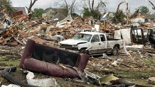 Damage is seen after a tornado moved through Greenfield, Iowa, Tuesday, May 21, 2024.